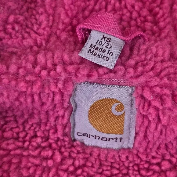 Carhartt Women's XS Sandstone Berkley Tulip Pink Sherpa Lined Hooded Canvas Vest - Picture 5 of 12